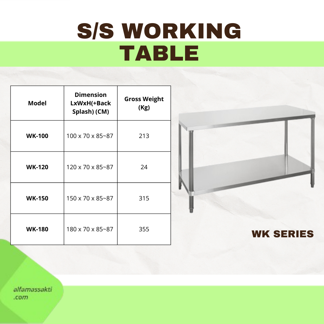 S/S WORKING TABLE (WK-SERIES / WK-BS SERIES) - Gambar 2