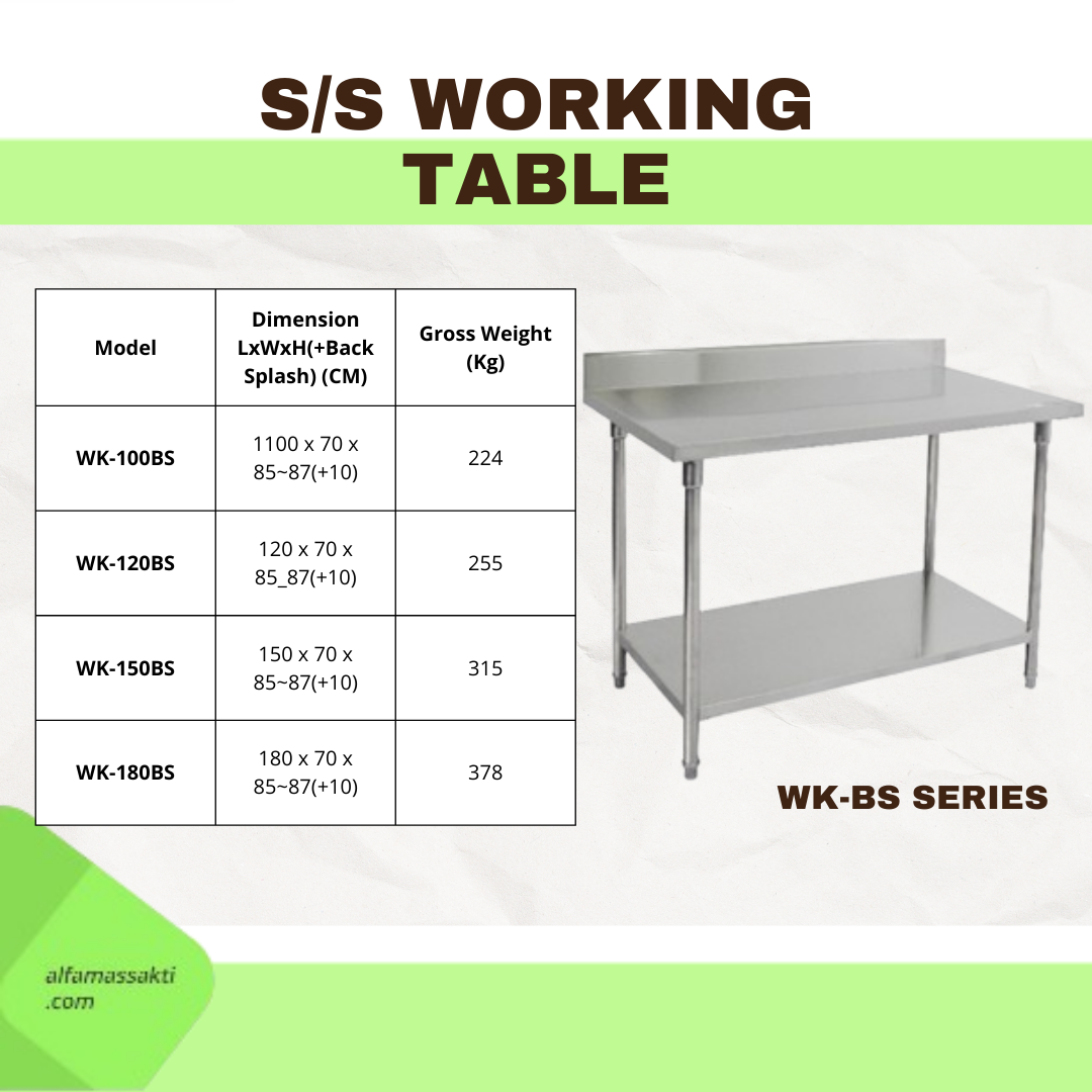 S/S WORKING TABLE (WK-SERIES / WK-BS SERIES) - Gambar 3